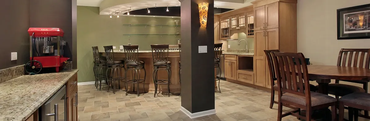 modern basement remodeling with custom finishes and open layout in a home in Columbus, OH