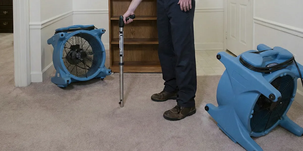 emergency water removal equipment deployed to dry a flooded residential interior in Columbus, OH
