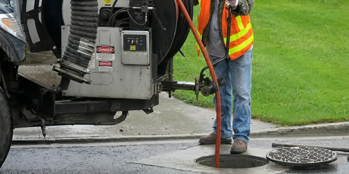 sewage clean up professionals using industrial equipment to remove contaminated wastewater in Columbus, OH