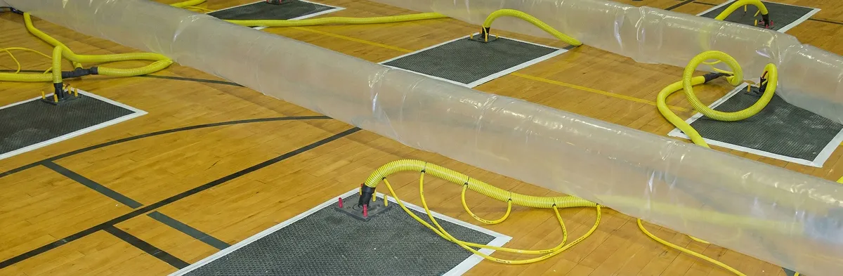 water clean up drying system set up to remove moisture and prevent further damage in Columbus, OH